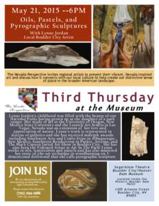 May 21, 6PM Oils, Pastels, and Pyrographic Sculptures With Lynne Jordan Local Boulder City Artist