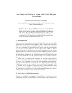 An Empirical Study of Some x86 SIMD Integer Extensions Isabelle Hurbain and Georges-Andr´e Silber Centre de recherche en informatique, Mines de Paris, Fontainebleau, France, 