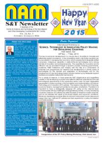 I.S.S.NS&T Newsletter A Quarterly of the Centre for Science and Technology of the Non-Aligned and Other Developing Countries (NAM S&T Centre)