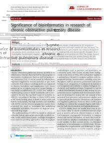 Chen and Wang Journal of Clinical Bioinformatics 2011, 1:35 http://www.jclinbioinformatics.com/contentREVIEW  JOURNAL OF