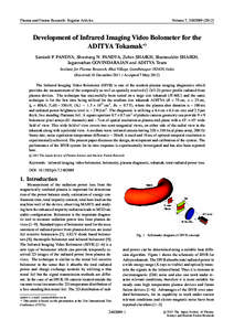 Plasma and Fusion Research: Regular Articles  Volume 7, Development of Infrared Imaging Video Bolometer for the ADITYA Tokamak∗)
