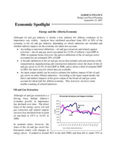 Alberta Finance - Economic Spotlight - September 18, 2007
