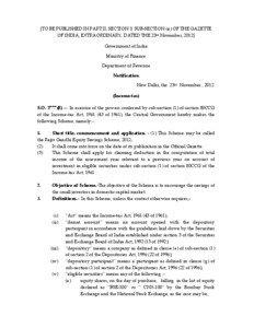 [TO BE PUBLISHED IN PART II, SECTION 3, SUB-SECTION (ii) OF THE GAZETTE OF INDIA, EXTRAORDINARY, DATED THE 23rd November, 2012] Government of India