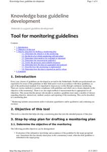 Tool for monitoring guidelines