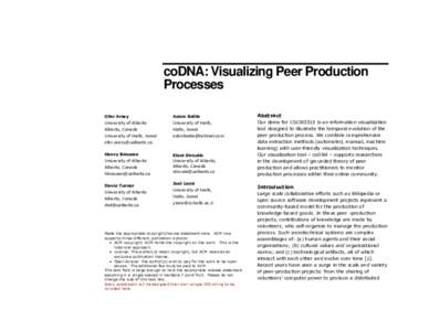coDNA: Visualizing Peer Production Processes Ofer Arazy Adam Balila