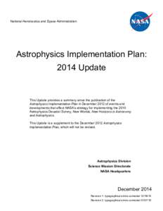 Astrophysics Implementation Plan: 2014 Update