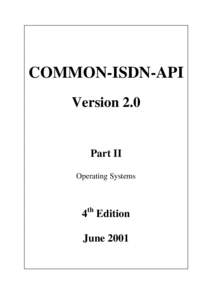 COMMON-ISDN-API Version 2.0 Part II Operating Systems