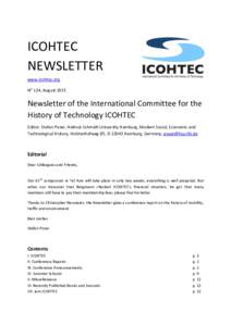 ICOHTEC NEWSLETTER www.icohtec.org No 124, AugustNewsletter of the International Committee for the