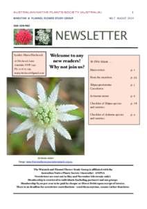 1  AUSTRALIAN NATIVE PLANTS SOCIETY (AUSTRALIA) WARATAH & FLANNEL FLOWER STUDY GROUP
  NO.7 AUGUST 2014