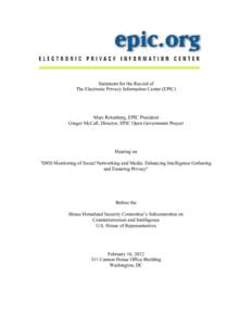 EPIC Stmnt DHS Monitoring FINAL