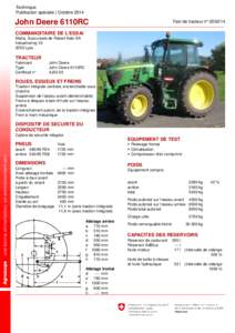 Technique Publication spéciale | Octobre 2014 John Deere 6110RC  Test de tracteur no