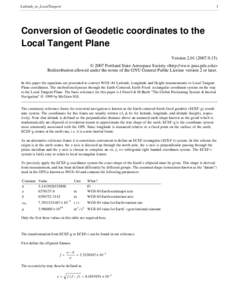 1  Latitude_to_LocalTangent Conversion of Geodetic coordinates to the Local Tangent Plane
