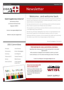 DSS Newsletter  September 2014 Newsletter Welcome…and welcome back.