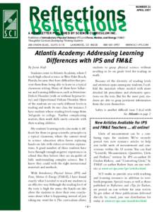 Reflections  NUMBER 24 APRILA NEWSLETTER PUBLISHED BY SCIENCE CURRICULUM INC.