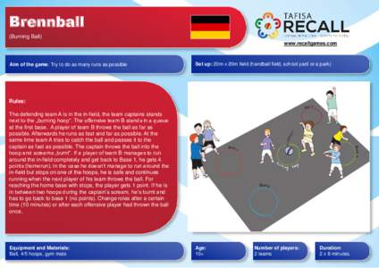 Brennball (Burning Ball) www.recallgames.com Aim of the game: Try to do as many runs as possible