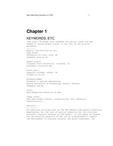 Meta-Modelling Semantics of UML  1 Chapter 1 KEYWORDS, ETC.