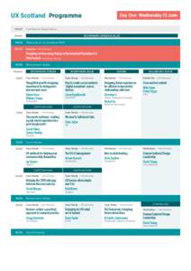 UX Scotland Programme 08:30 Conference Registration BIOSPHERE GREEN & BLUE