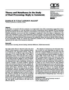 research-article2013 PPSXXX10.1177/1745691613483774Evans and StanovichTheory and Metatheory