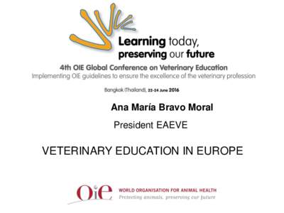 Ana María Bravo Moral President EAEVE VETERINARY EDUCATION IN EUROPE  VEEs (Europe, n=145)