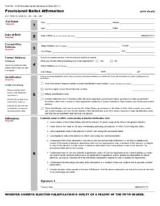 Provisional Ballot Affirmation Form 12-B