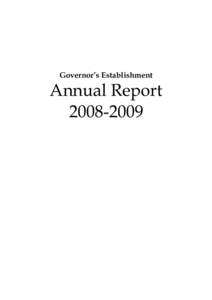 Governor’s Establishment  Annual Report[removed]  22 September 2009
