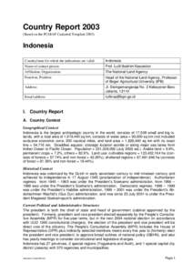 Country ReportBased on the PCGIAP-Cadastral TemplateIndonesia Country/state for which the indications are valid:
