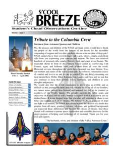 9ROXPH   ,VVXH   0DUFK  Tribute to the Columbia Crew Statement from Astronaut Spouses and Children