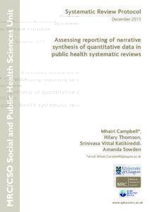 MRC/CSO Social and Public Health Sciences Unit  Systematic Review Protocol DecemberAssessing reporting of narrative