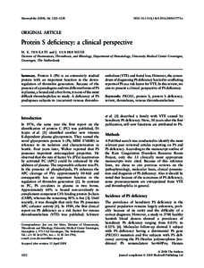 Protein S deficiency: a clinical perspective