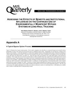 SPECIAL ISSUE: IS & ENVIRONMENTAL SUSTAINABILITY  ASSESSING THE EFFECTS OF BENEFITS AND INSTITUTIONAL INFLUENCES ON THE CONTINUED USE OF ENVIRONMENTALLY MUNIFICENT BYPASS SYSTEMS IN LONG-HAUL TRUCKING