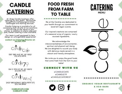 CANDLE CATERING FOOD FRESH FROM FARM TO TABLE
