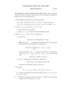 Analysis III/IV (Math 3011, MathExercise SheetDo Exercises 2 and 5 as homework for this week. These homework