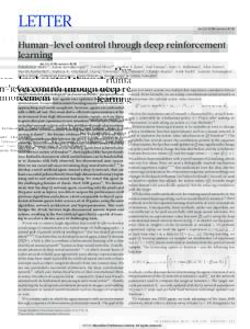 LETTER  doi:nature14236 Human-level control through deep reinforcement learning