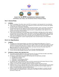 VersionJanuaryBOY SCOUTS OF AMERICA GRAND CANYON COUNCIL  RULES FOR THE 2018 THUNDERPEAKS PINEWOOD DERBY