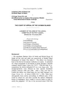 Privy Council Appeal No. 1 of[removed]Barbara Alice Al Sabah and (2) Mishal Roger Al Sabah Appellants v.