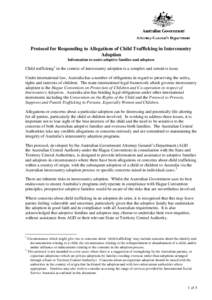 Protocol for responding to allegations of child trafficking in intercountry adoption [PDF 123KB]