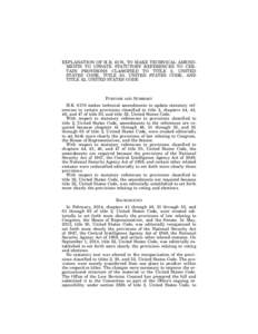 EXPLANATION OF H.R. 6176, TO MAKE TECHNICAL AMENDMENTS TO UPDATE STATUTORY REFERENCES TO CERTAIN PROVISONS CLASSIFIED TO TITLE 2, UNITED STATES CODE, TITLE 50, UNITED STATES CODE, AND TITLE 52, UNITED STATES CODE PURPOSE