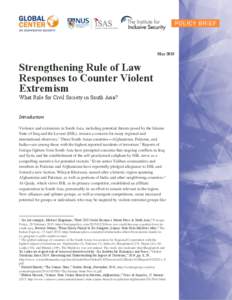 MayStrengthening Rule of Law Responses to Counter Violent Extremism What Role for Civil Society in South Asia?