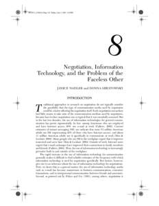 RT19521_C008.fm Page 145 Friday, June 3, 2005 4:34 PM  8 Negotiation, Information Technology, and the Problem of the Faceless Other