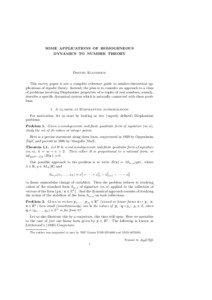 SOME APPLICATIONS OF HOMOGENEOUS DYNAMICS TO NUMBER THEORY