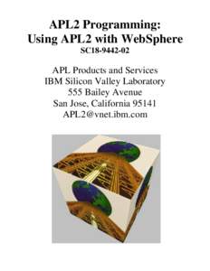 APL2 Programming: Using APL2 with WebSphere SC18[removed]APL Products and Services IBM Silicon Valley Laboratory