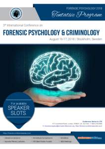 FORENSIC PSYCHOLOGYTentative Program 3rd International Conference on  Forensic Psychology & Criminology