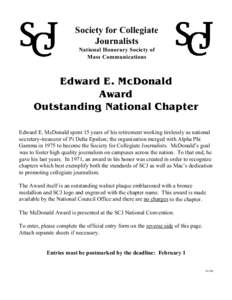 Society for Collegiate Journalists National Honorary Society of Mass Communications  Edward E. McDonald
