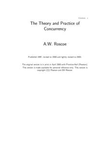 Contents  i The Theory and Practice of Concurrency