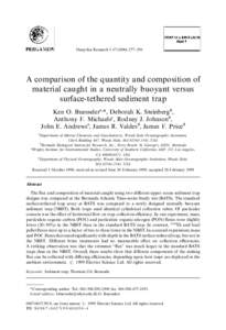 Deep-Sea Research I}294  A comparison of the quantity and composition of material caught in a neutrally buoyant versus surface-tethered sediment trap Ken O. Buesseler!,*, Deborah K. Steinberg