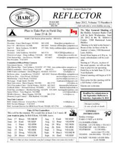 The Halifax Amateur Radio Club  REFLECTOR June 2012, Volume 73 Number 6  PO BOX 8895