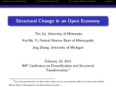 Diversification and Structural Transformation for Growth and Stability in Low-Income Countries, February 21,  2013