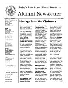 Bishop’s Lati n School Al u mni As sociat ion  Alumni Newsletter Volume 111, Number 1  April 2003