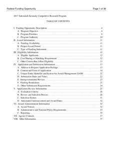 Federal Funding Opportunity  Page 1 ofSaltonstall-Kennedy Competitive Research Program TABLE OF CONTENTS