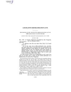 LEGISLATIVE REORGANIZATION ACTS  PROVISIONS OF THE LEGISLATIVE REORGANIZATION ACT OF 1946 SECTION